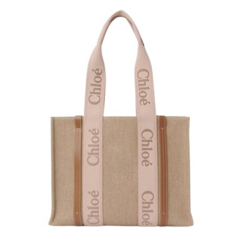 Chloé Open Box - Chloe Ladies Blushy Beige Woody Tote Bag In Linen