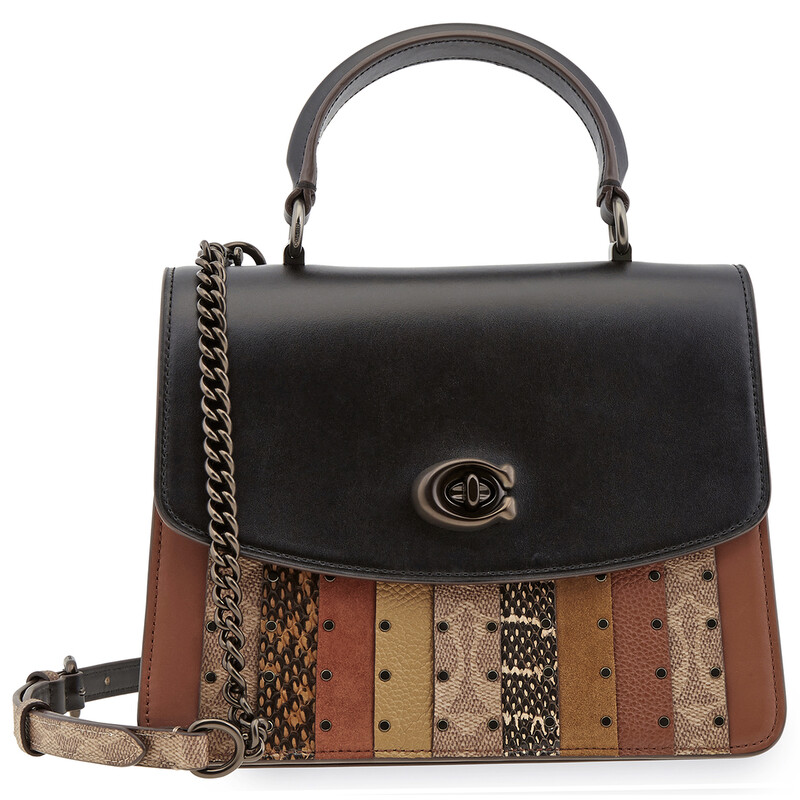 Open Coach Handbag Coach Open Box - Coach Parker Top Handle with Patchwork Stripes And ...