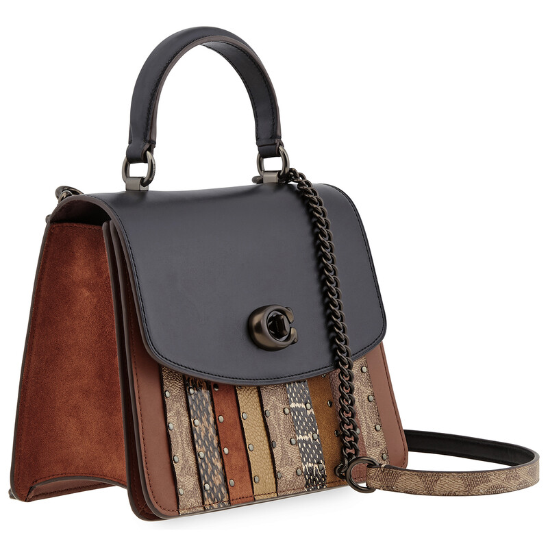 Coach Open Box - Coach Parker Top Handle with Patchwork Stripes And ...