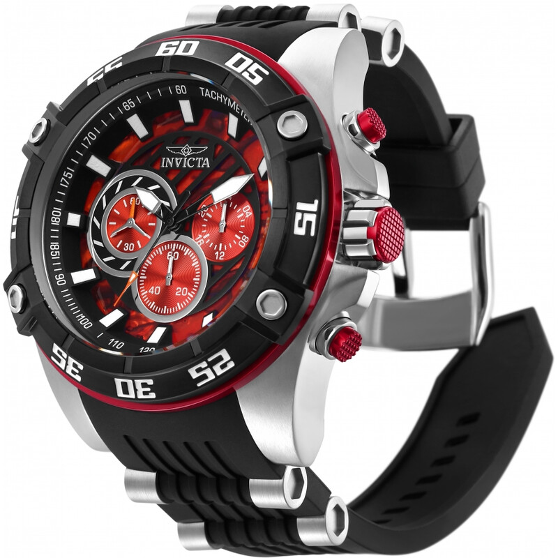 Invicta Open Box - Invicta Speedway Chronograph Red Dial Black Silicone ...
