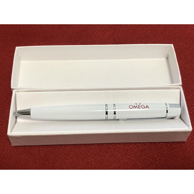 Omega Open Box - Omega Ballpoint Pen Matte White With Package Box