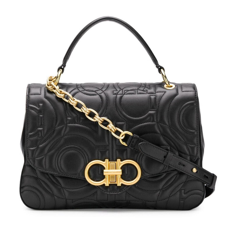 Salvatore Ferragamo ブラック パーティーバッグ Ferragamo Open Box - Salvatore Ferragamo Gancini Quilted Top