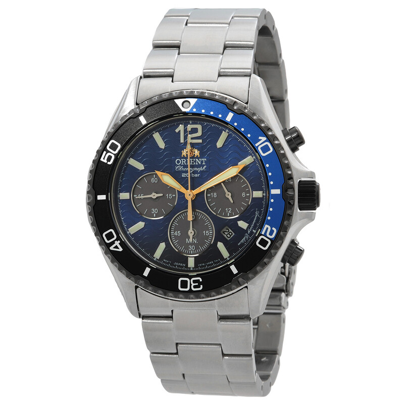 Orient Sports Solar Powered Chronograph Blue Dial Batman Bezel