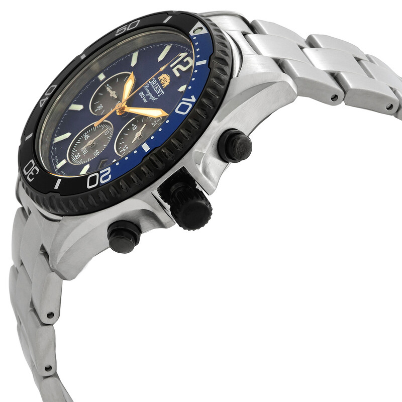 Orient Sports Solar Powered Chronograph Blue Dial Batman Bezel