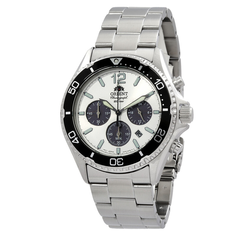 【稼働】ORIENT Chronograph クォーツ 腕時計 本体 Orient Sports Solar Powered Chronograph White Dial Men's Watch RA