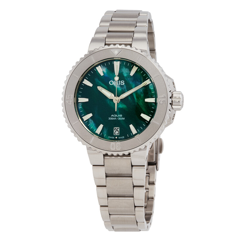 中古 オリス ORIS 01 733 7770 4137 グリーン ユニセックス 腕時計 AQUIS オリス 腕時計 アクイス デイト ブレスネット 36.5mm 01 733