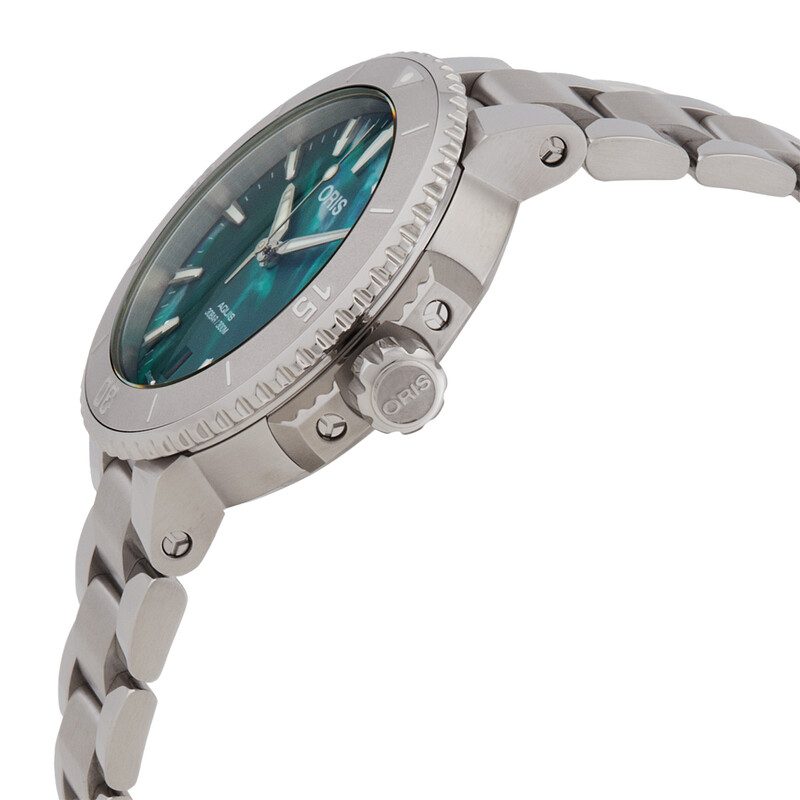 中古 オリス ORIS 01 733 7770 4137 グリーン ユニセックス 腕時計 Oris Aquis Date Automatic Green Dial Ladies Watch 01 733 7770 4137