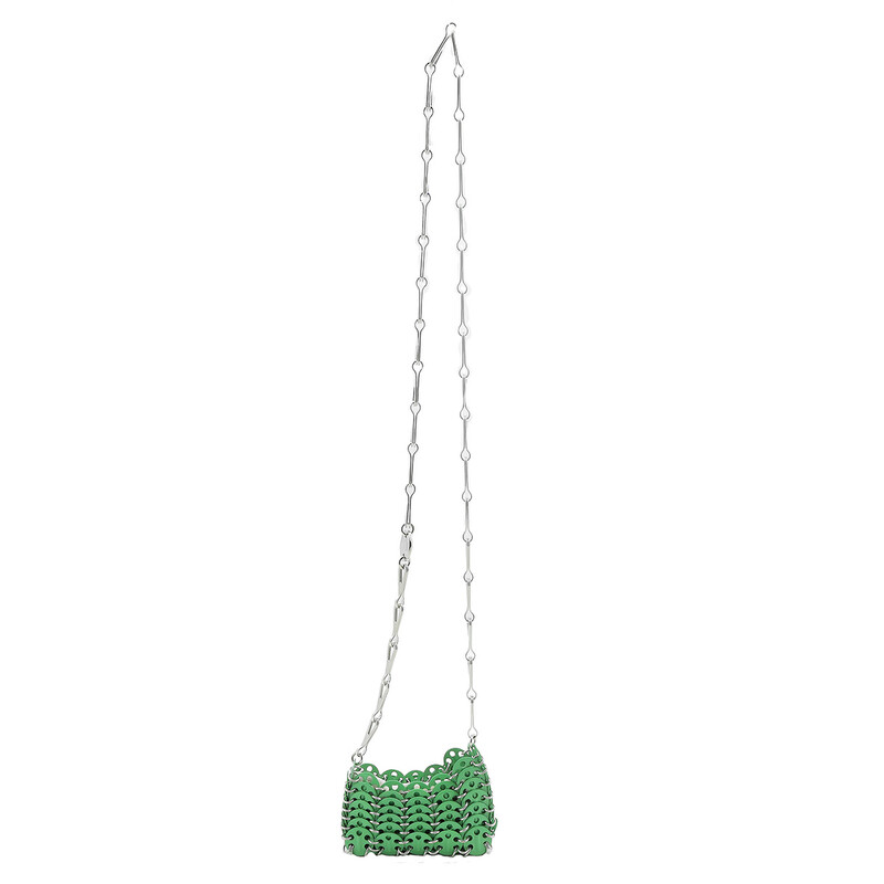 paco rabanneのマイクロショルダーバック Paco Rabanne Bright Green 1969 Micro Crossbody Bag 23PSS0336MET424