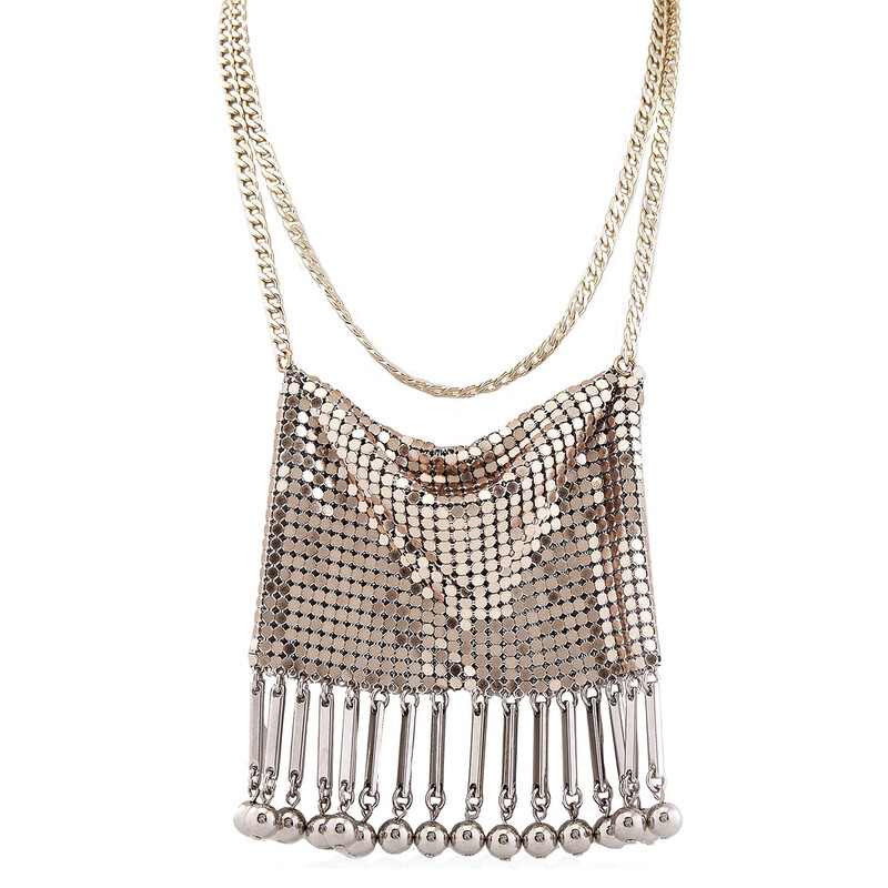 Paco Rabanne Chainmail Pixel Necklace 23SBB0252MET392-LIGHT GOLD ...