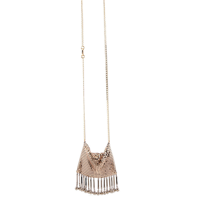 Paco Rabanne Chainmail Pixel Necklace 23SBB0252MET392-LIGHT GOLD ...