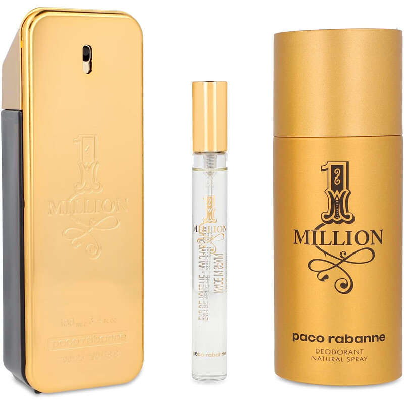 Paco Rabanne Men's One Million 3pcs EDT Gift Set Fragrances 3349668634828