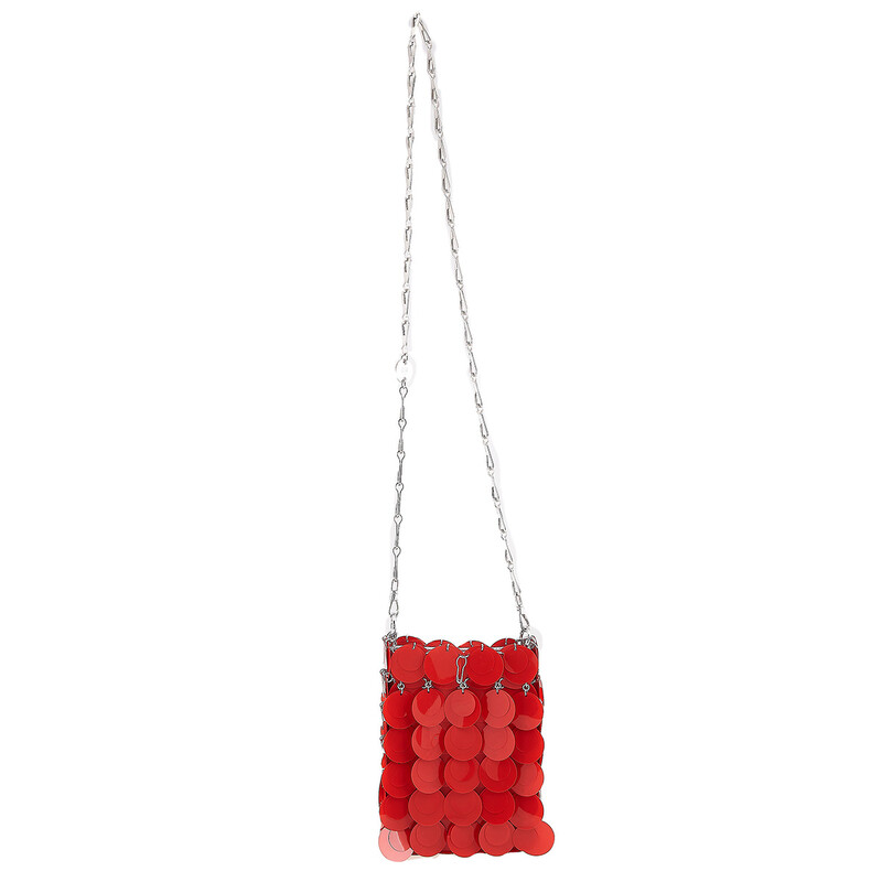 Paco Rabanne Red Mini Sparkle Discs Shoulder Bag 23PSS0094PLX108