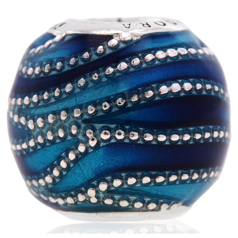 Pandora Blue Wave Charm In Sterling Silver 797012ENMX