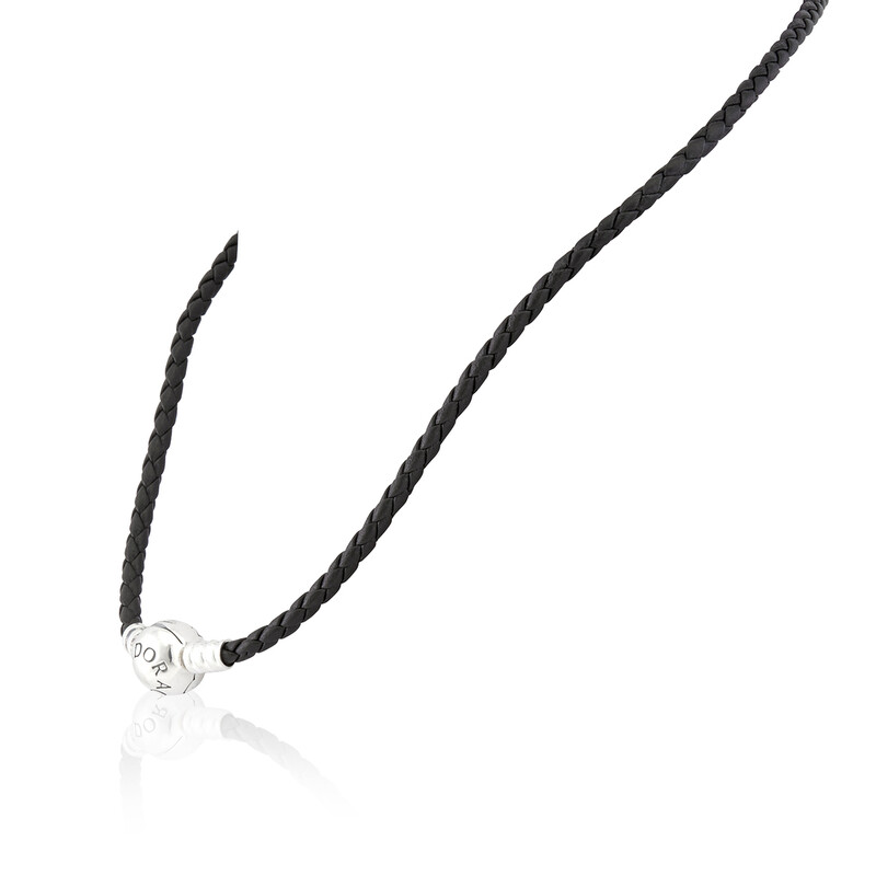 Pandora Silver Leather Bracelet, Double, Black 590745CBK-D3