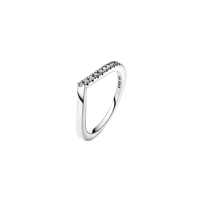 Pandora Half-Sparkling Timeless Wishbone Ring, Size 50 192394C01 - Jomashop