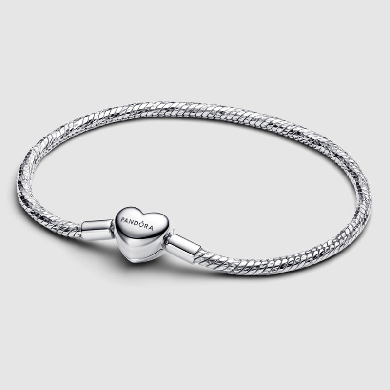 Pandora Heart Clasp Faceted Snake Chain Bracelet 594236C00-20