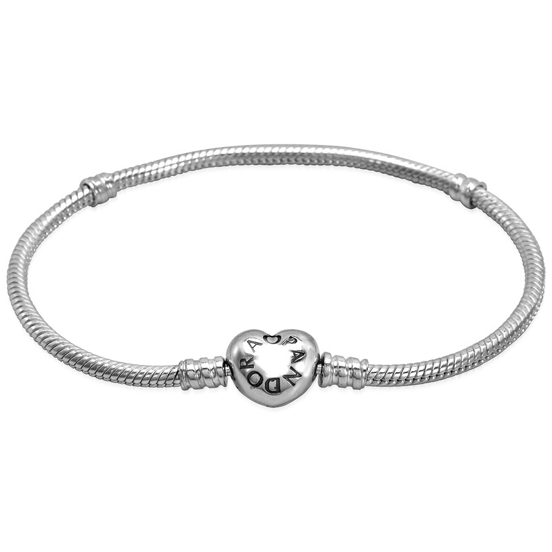 Pandora Heart Clasp Snake Chain Bracelet In Sterling Silver, Size