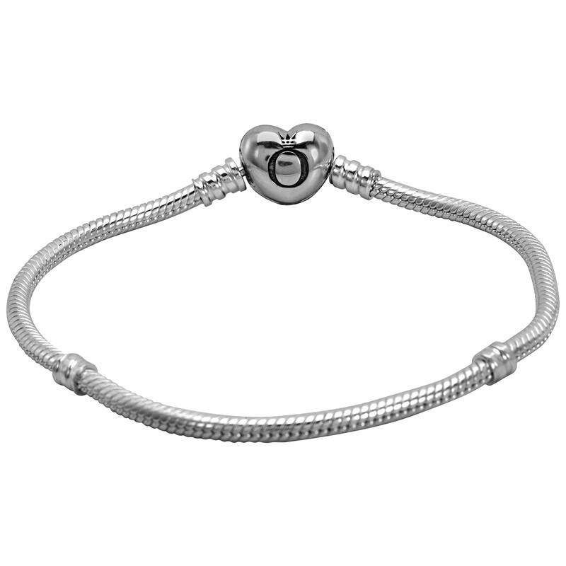 Pandora Heart Clasp Snake Chain Bracelet In Sterling Silver, Size