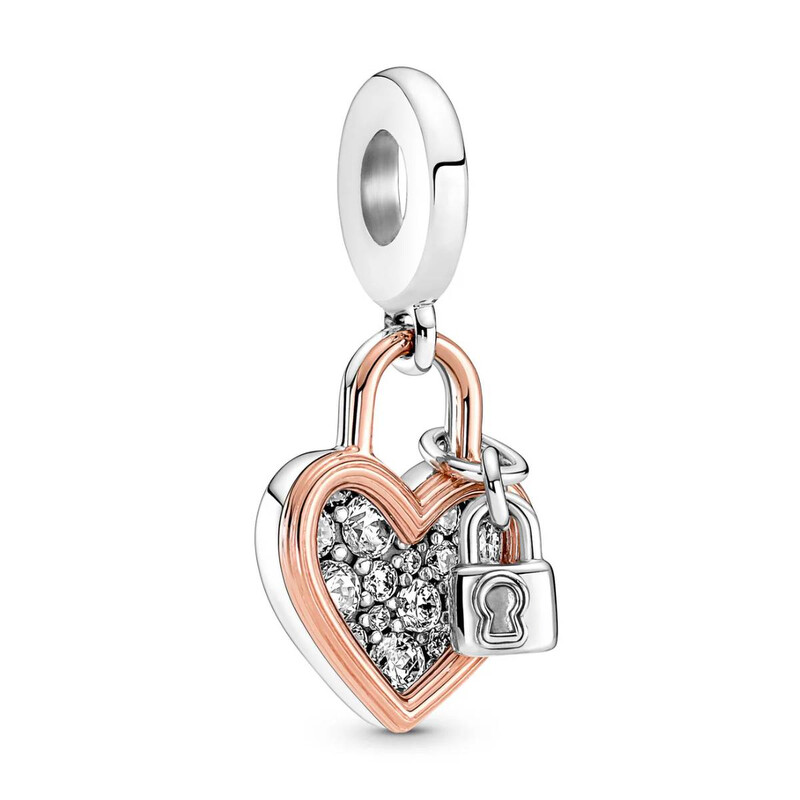 Pandora Heart Padlock Double Dangle Charm 780087C01 5700302964363