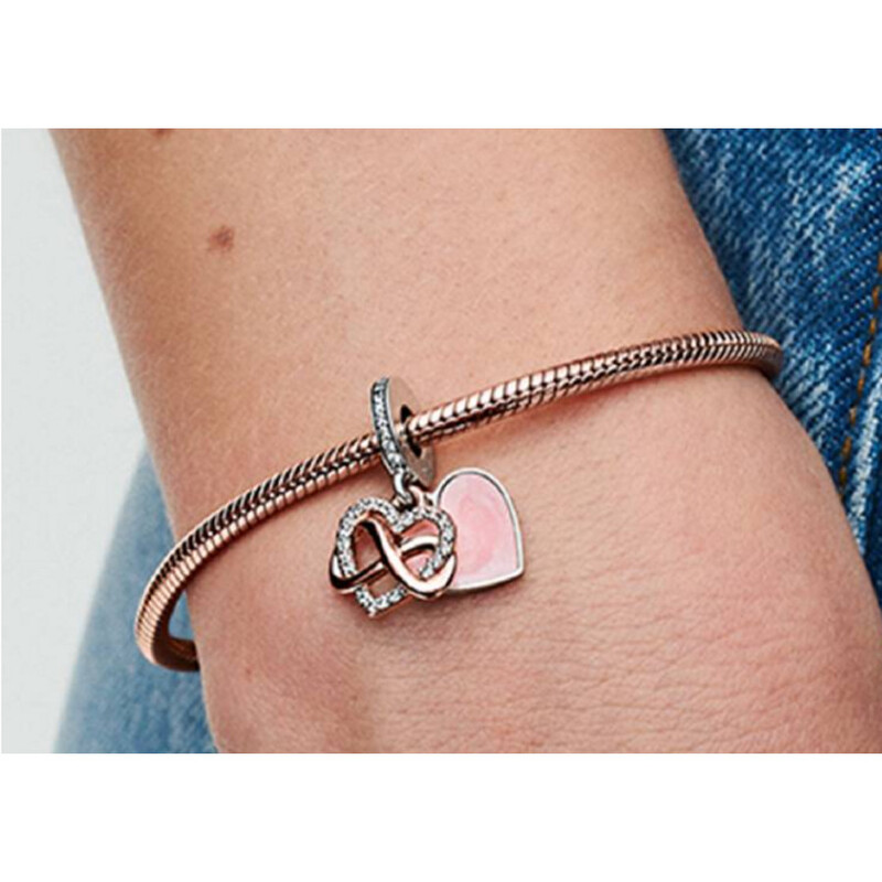 Pandora Infinity Heart Rose And Sterling Silver Dangle 788878C01