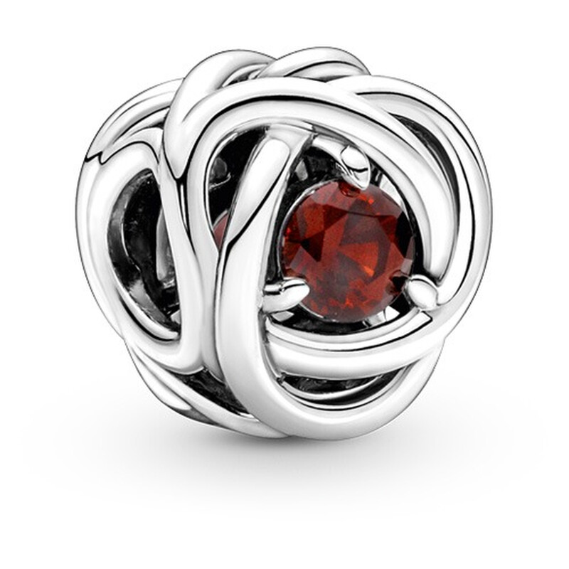 Pandora Ladies Sterling Silver January Red Eternity Circle Charm ...