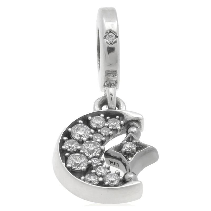Pandora Ladies Sterling Silver Sparkling Crescent Moon & Spinnable Star ...