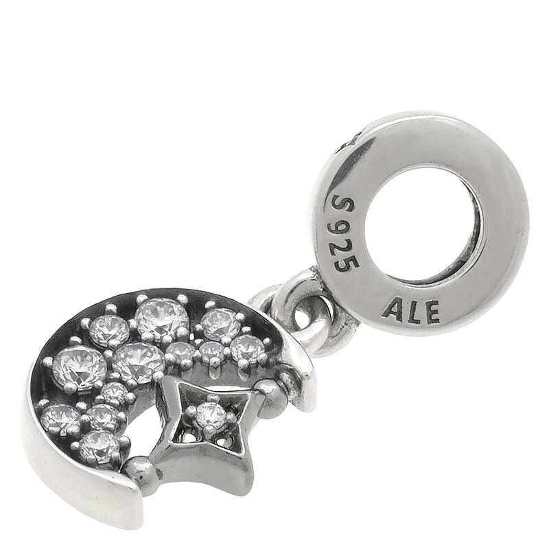 Pandora Ladies Sterling Silver Sparkling Crescent Moon & Spinnable Star ...
