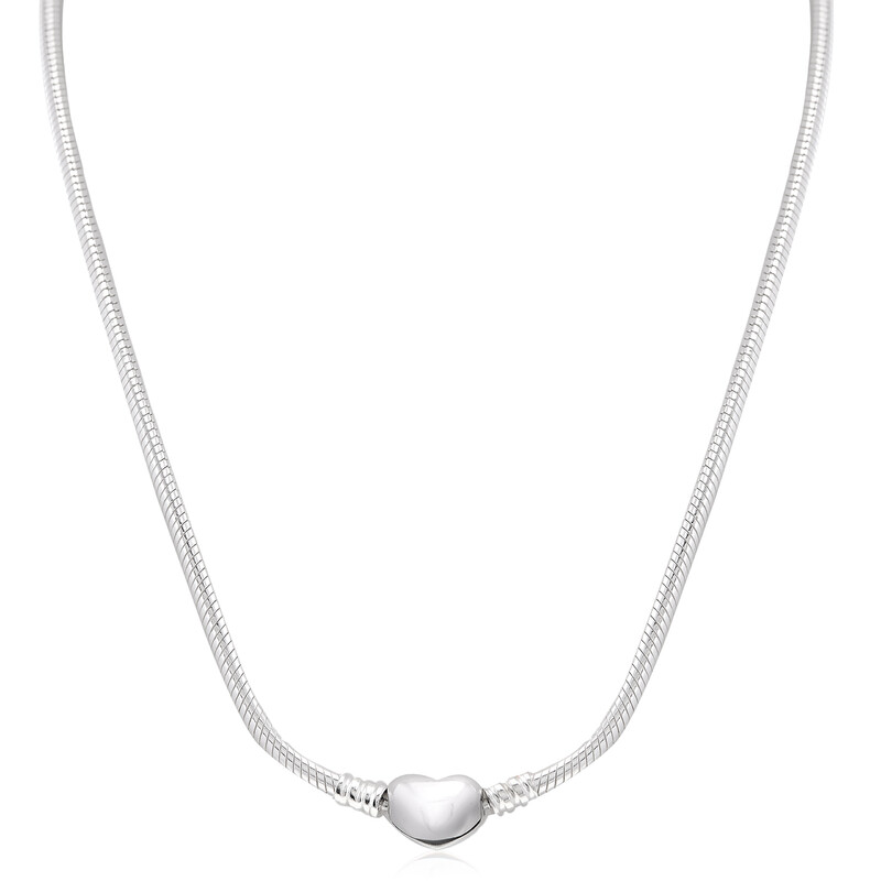Pandora Moments Heart Clasp Snake Chain Necklace 393091C00-45