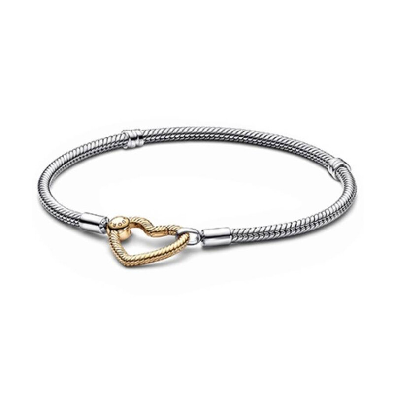 Pandora Moments Heart Closure Snake Chain Bracelet, Size 18 569539C00 ...