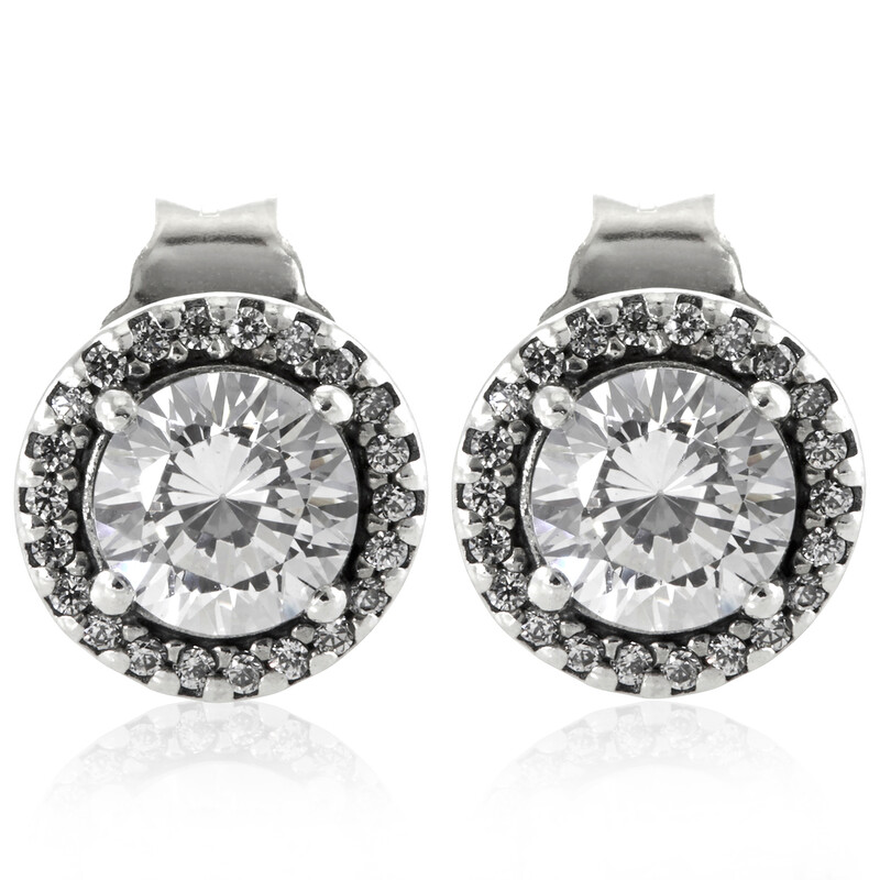 Pandora Round Sparkle Stud Earrings In Sterling Silver 296272CZ ...