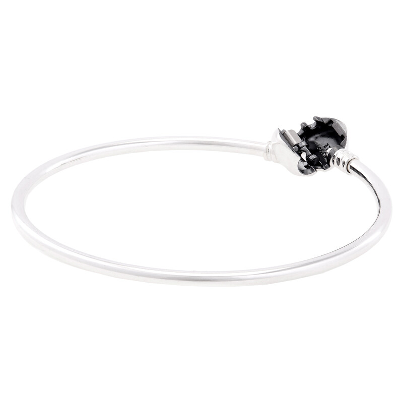 Pandora Silver Bangle With Heart-Shaped Clasp 596268-21