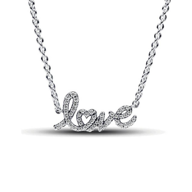 Pandora Sparkling Handwritten Love Collier Necklace 393076C01-45