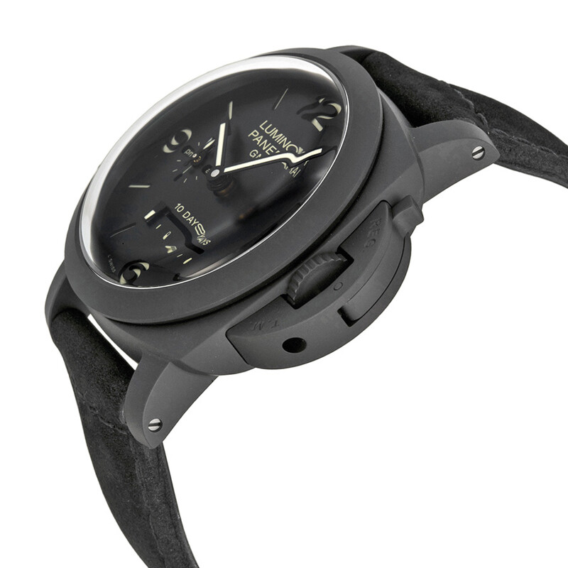 Panerai Luminor 1950 10 Days Black Dial Black Leather Men's Watch