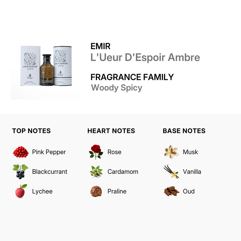 Emir Paris Corner Unisex L'Ueur D'Espoir Ambre EDP Spray 3.38 oz