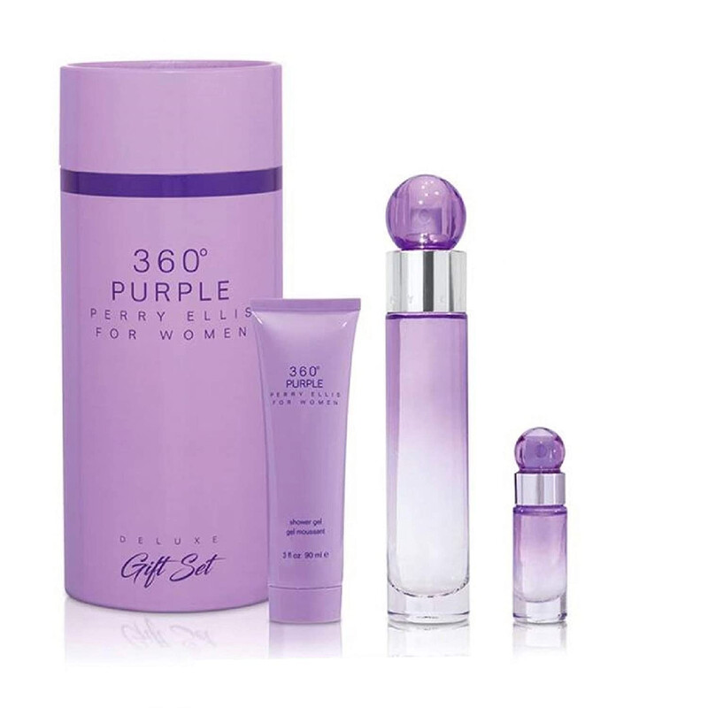 Perry Ellis Ladies 360 Degrees Purple for Women 3pcs EDP Gift Set Fragrances 844061012837