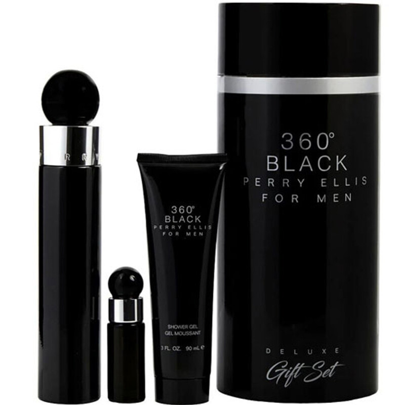 Perry Ellis Men's 360 Black for Men 3pcs EDT Gift Set Fragrances 844061013674