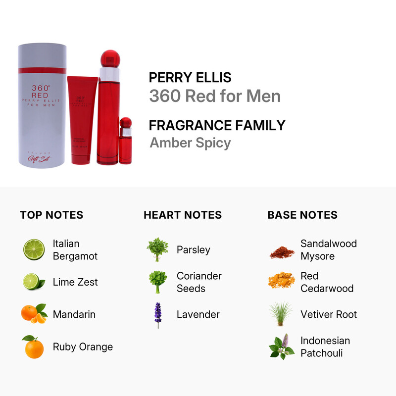 Perry Ellis Men's 360 Degrees Red for Men 3pcs EDT Gift Set