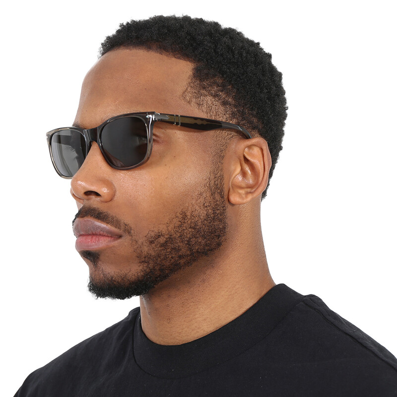 Persol Polarized Black Rectangular Unisex Sunglasses PO3291S