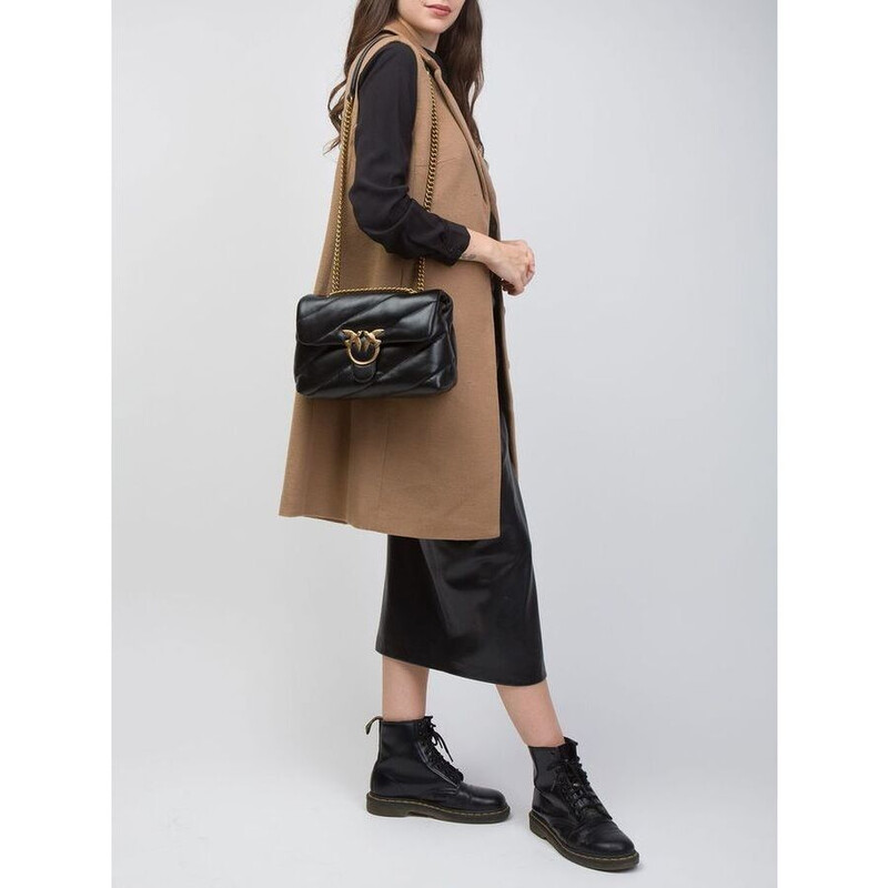 Pinko Black Lamb Leather Crossbody Bag 100038 A0F2 Z99Q