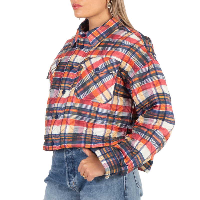 Polo Ralph Lauren Quilted Check Cropped Shell Jacket, Size Medium