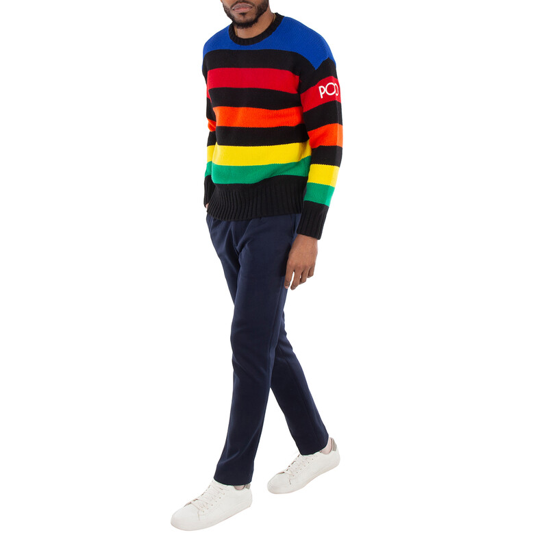 Polo Ralph Lauren Wool-Blend Logo Striped Sweater, Size Large