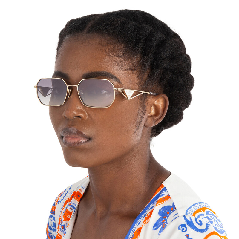 Prada Blue Gradient Mirror Silver Geometric Ladies Sunglasses PR