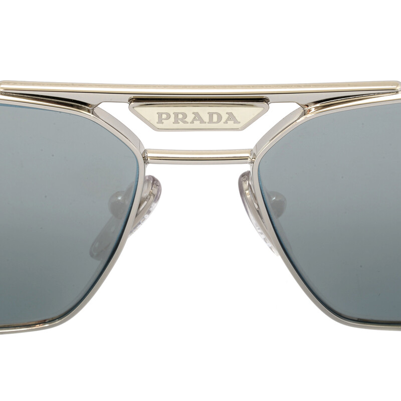 Prada Blue Mirror Silver Navigator Men's Sunglasses PR 58YS 1BC02R