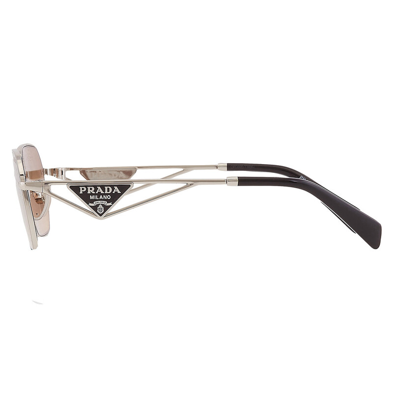 Prada Brown Mirror Silver Gradient Geometric Ladies Sunglasses PR