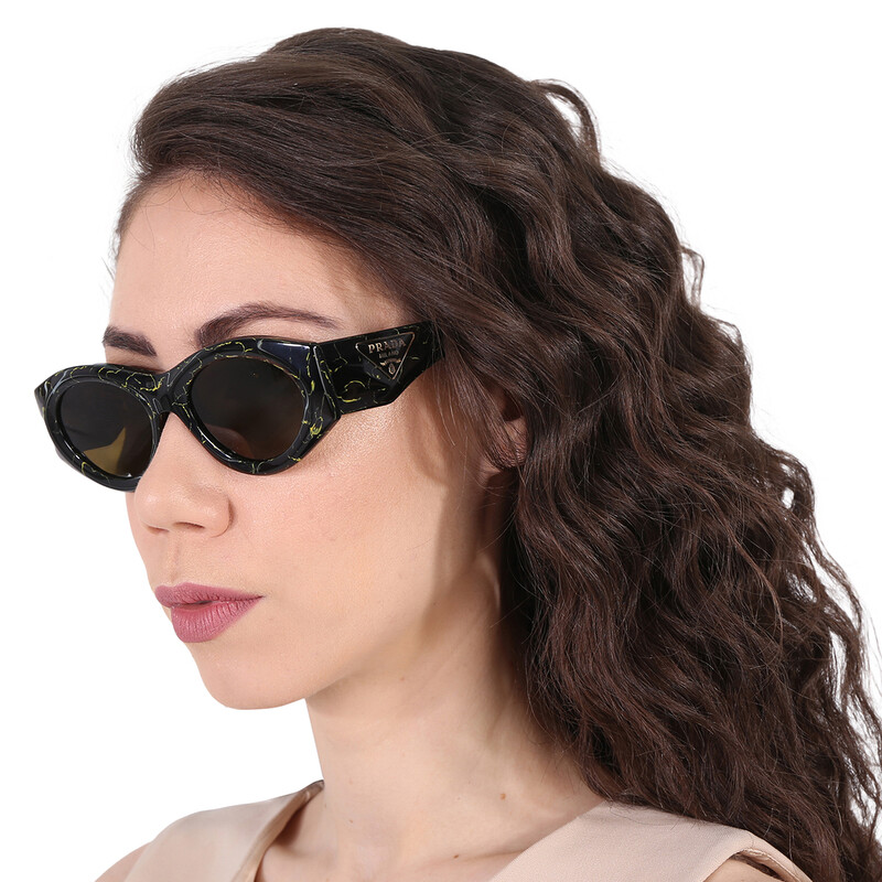 Prada Dark Brown Oval Ladies Sunglasses PR 20ZS 19D01T 53