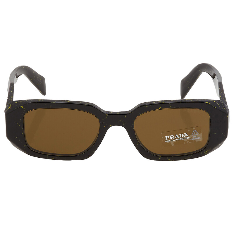 Prada Dark Brown Rectangular Ladies Sunglasses PR 17WS 19D01T 49