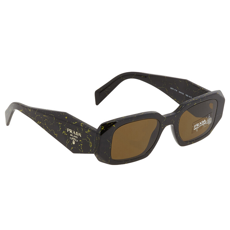 Prada Dark Brown Rectangular Ladies Sunglasses PR 17WS 19D01T 49