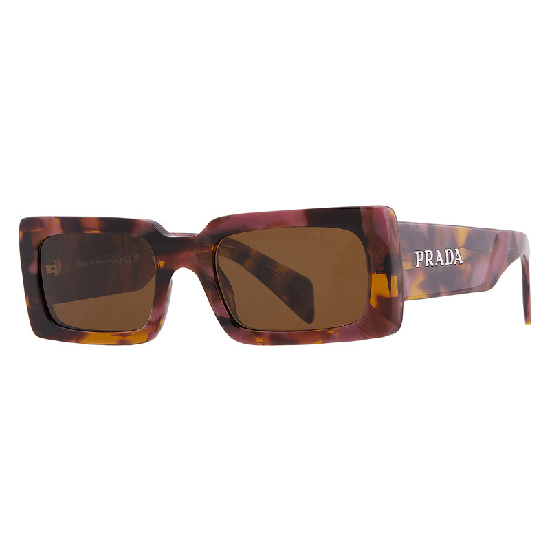 Prada Dark Brown Rectangular Ladies Sunglasses PR A07S 