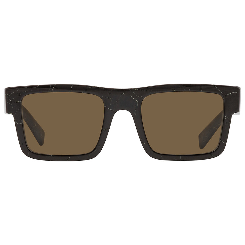 Prada Dark Brown Rectangular Men's Sunglasses PR 19WS 19D01T 52
