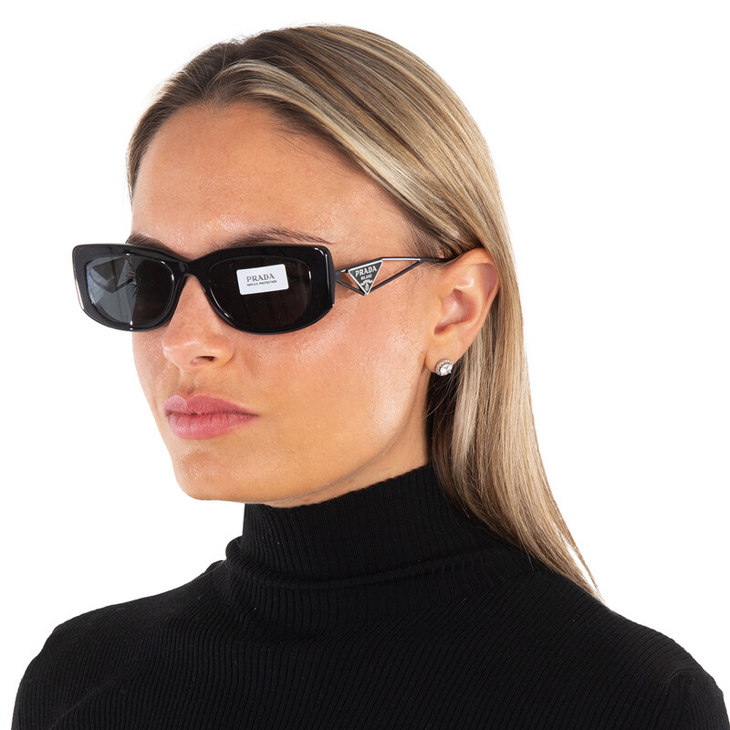 Prada Dark Gray Rectangular Ladies Sunglasses PR 14YS 1AB5S0 53